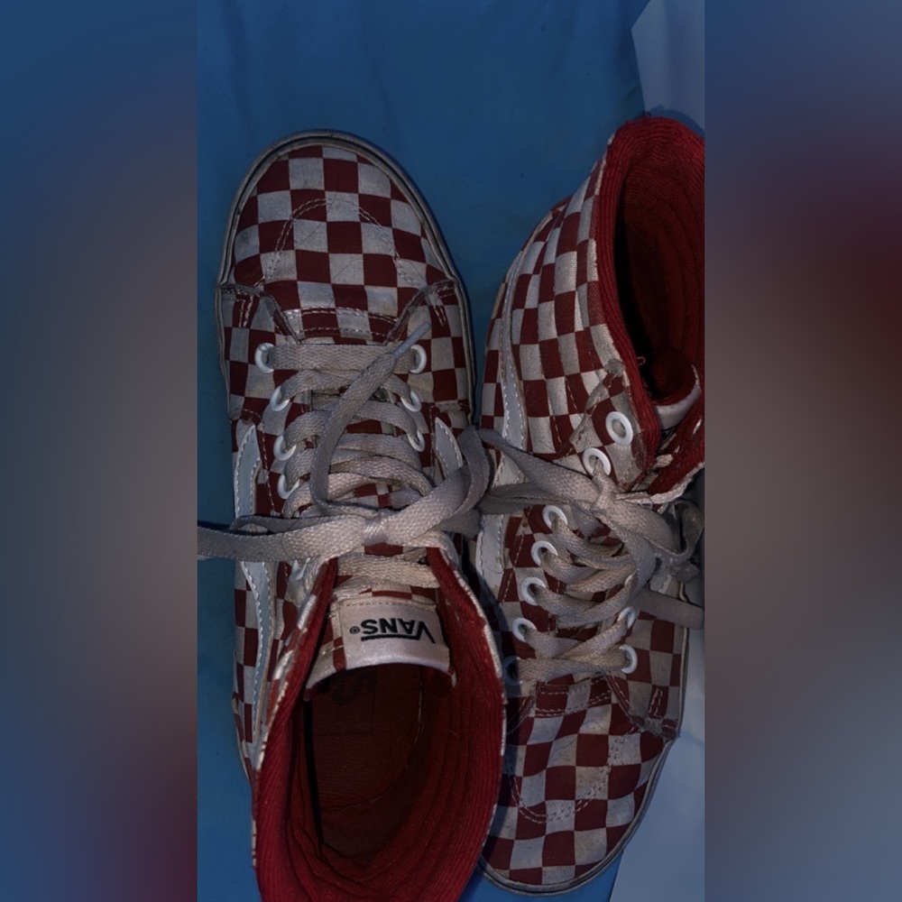 VANS Red Checkers size 7.0 in Women’s high tops